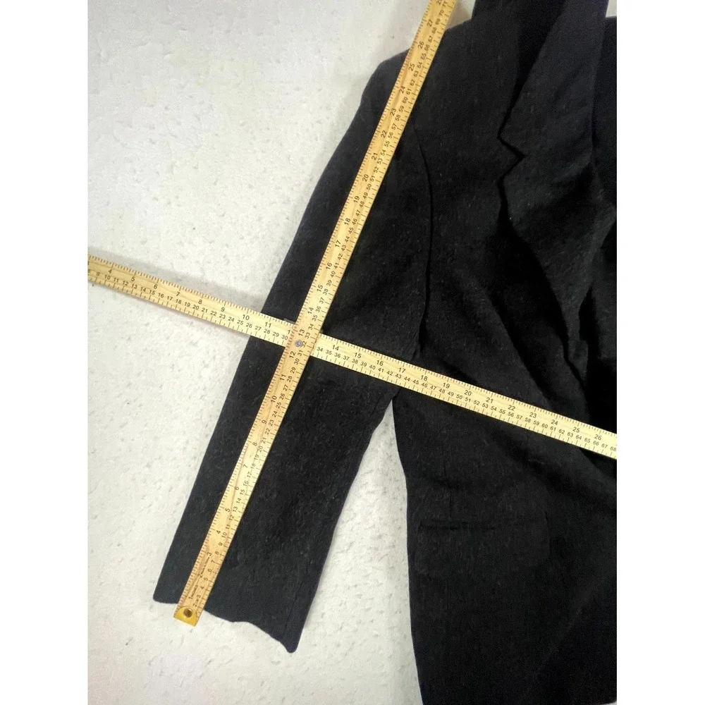 Vintage Bill Blass Blazer Jacket Mens Black Camel Hair Sport Coat Notch‎ Lapel